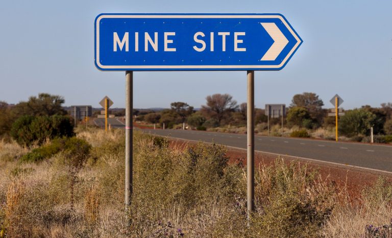 Directional Road Sign To Mine Western Australia Outback
